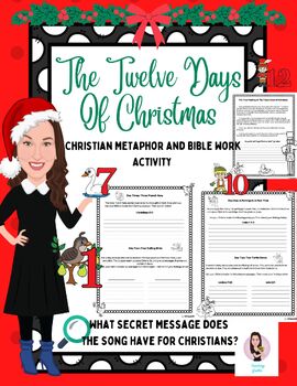 Preview of The Twelve Days of Christmas. Christian Metaphor and Bible Work Activities.
