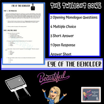 Preview of The Twilight Zone "Eye of the Beholder" Worksheet & Answer Key