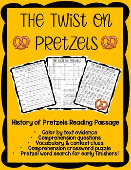 Preview of The Twist on Pretzels - Reading Comprehension & Comprehension Crossword Puzzle