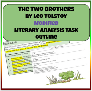Preview of The Two Brothers by Leo Tolstoy Modified Literary Analysis Outline