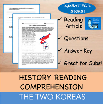 Preview of The Two Koreas - Reading Comprehension Passage & Questions