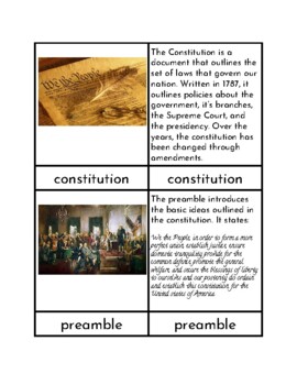 Preview of The U.S. Constitution - Three/Four Part Cards