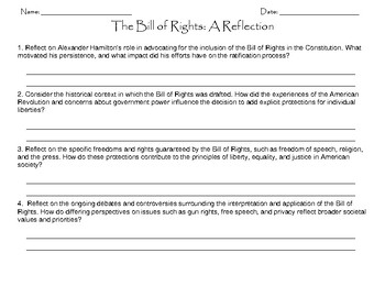 Preview of The U.S. Constitution Work Packet (5 Reflection Worksheets)