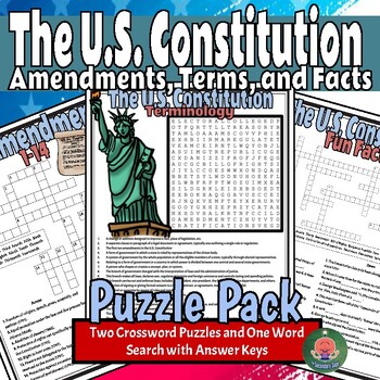 Preview of The U.S. Constitution and Government Crossword Puzzle and Word Search Pack