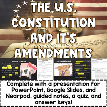 Preview of The U.S. Constitution and it's Amendments Lesson and Notes (GSE Aligned)