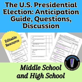 Preview of The U.S. Presidential Election: Anticipation Guide, Questions, Discussion