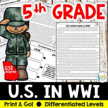 Preview of The U.S. in World War I Differentiated Reading  (SS5H2, SS5H2a) (SC CCR5.2)