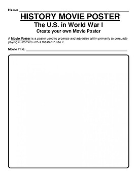 Preview of The U.S. in World War I "Movie Poster" WebQuest & Worksheet
