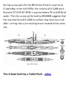 The U Boat Sunk By A Toilet Flush U16 Handout By Steven S Social Studies