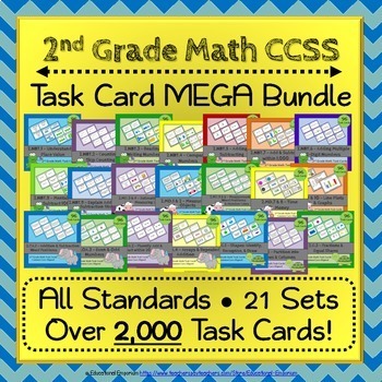 Preview of The ⭐ ULTIMATE ⭐ 2nd Grade Math Task Cards Bundle