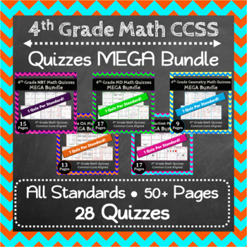 Preview of The ULTIMATE 4th Grade Math Quizzes Bundle to Assess Common Core Standards
