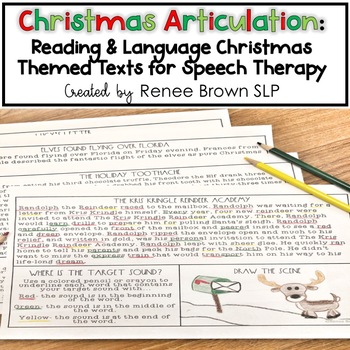 Preview of Speech Therapy Christmas Articulation: Reading & Language