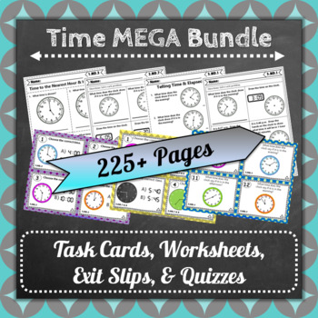 Preview of The ULTIMATE Common-Core Aligned Telling Time / Elapsed Time Centers Bundle