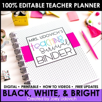 Preview of Editable Teacher Binder and Teacher Planner: FREE UPDATES & Google Compatible!