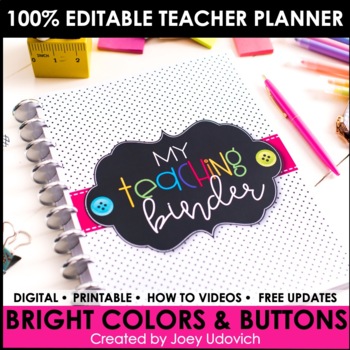 Preview of Editable Teacher Binder and Planner: FREE UPDATES & Google Compatible!