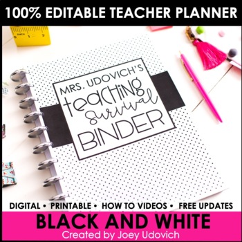 Preview of Editable Teacher Binder and Teacher Planner: FREE UPDATES & Google Compatible!