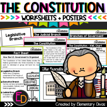 Preview of The US Constitution Readings Comprehension and Posters (1st Grade) 