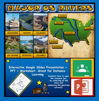 Preview of The US Major Rivers : Google Slides. Mississippi. Colorado.  Hudson + Worksheets
