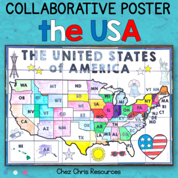 Preview of The USA Map and State Abbreviations Collaborative Poster