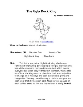 Preview of The Ugly Duck King - Rhyming Reader's Theater