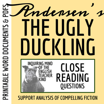 Preview of "The Ugly Duckling" by Hans Christian Andersen Close Reading Analysis Worksheet