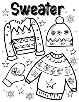 The Ugly Sweater Coloring Sheet by Little Pony Store | TPT