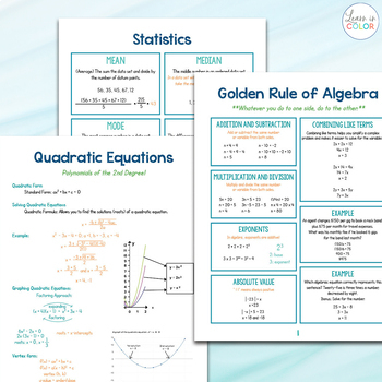 The Ultimate Algebra Cheat Sheets By Learn In Color Tpt
