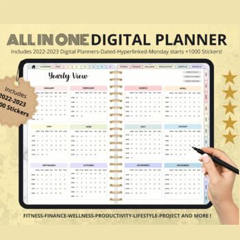 Preview of digital planner for ipad, windows, Mac -Your Goals with 1000+ Colorful Stickers