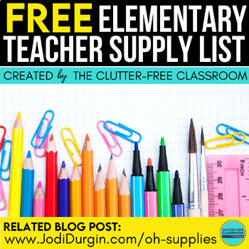 Preview of FREE Supply List for Teachers | Classroom Set Up | Back to School