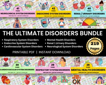 Preview of The Ultimate Disorder Bundle 219 Page | Cardiovascular | Mental Health | Urinary