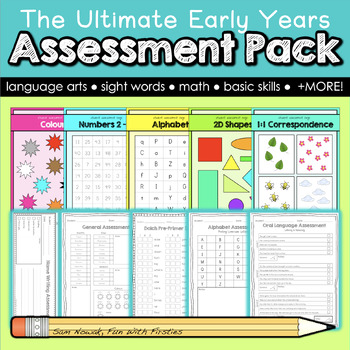 Preview of The Ultimate Early Years Assessment Pack: language, math, basic skills, & MORE!