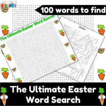 Preview of The Ultimate Easter Word Search Puzzle Worksheet - 100 words to find!
