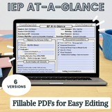 The Ultimate Fillable IEP At-A-Glance AKA IEP Snapshot Now