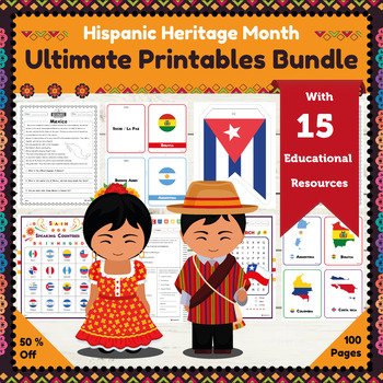 Preview of The Ultimate Hispanic Heritage Month  Worksheets Bundle : Learning with Fun