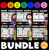Preview of Phonics Worksheets Bundle! Syllables! Rhyming! Letter Sounds!