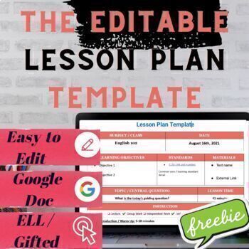 Preview of The Ultimate Lesson Plan Template using an EDITABLE Google Document
