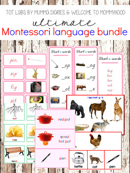 Preview of CVC Printables Set: Montessori Language Bundle Pink Series Cards