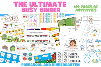 Preview of The Ultimate Preschool Busy Binder - 129 Pages - Worksheets & Teaching Materials