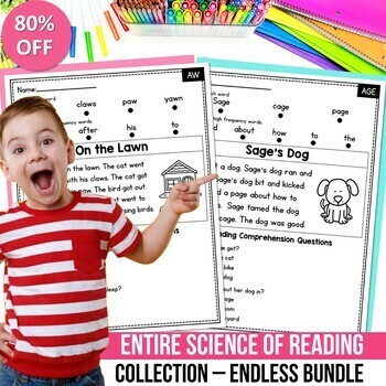 Preview of Science of Reading ENDLESS BUNDLE Decodable Readers Passages Centers Word Work
