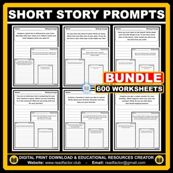 Preview of 600 Short Stories Writing Prompts BUNDLE for Personal Creative Writing