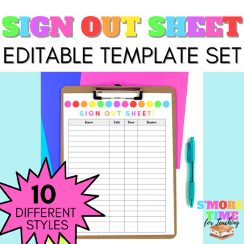 Preview of The Ultimate Sign-Out Sheet & Bathroom Log Template Set - EDITABLE