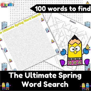 Preview of The Ultimate Spring Word Search Puzzle Worksheet - 100 words to find!