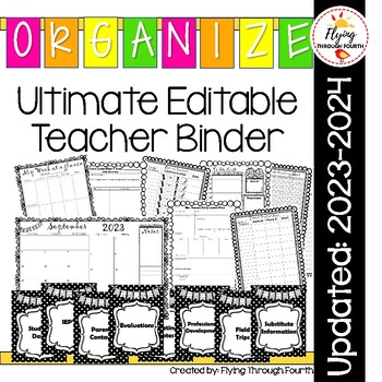 Preview of Ultimate Teacher Binder (Editable) Organizer Planner: Updated for: 2023-2024