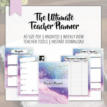 Preview of The Ultimate Teacher Planner Bundle | Galaxy Cosmic | A5 Size | Digital Download