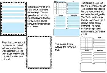 Teacher Planner Lesson Plan Book Customizable Organizer By The Math Magazine