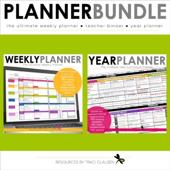 Preview of Teacher Planner & Year Planner - Teacher Binder BUNDLE - EDITABLE - Google +