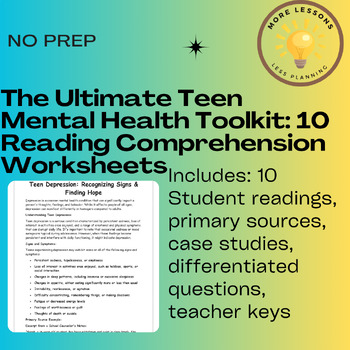 Preview of The Ultimate Teen Mental Health Toolkit: 10 Reading Comprehension Worksheets