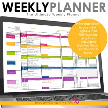 Preview of Teacher Planner Templates EDITABLE - Teacher Binder - Google, Excel & Numbers
