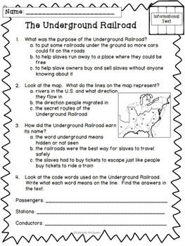 critical thinking questions about the underground railroad