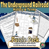 The Underground Railroad Crossword Puzzle, Word Search, an